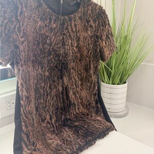 BCBGMaxAzria Faux Fur Black and Brown Top
